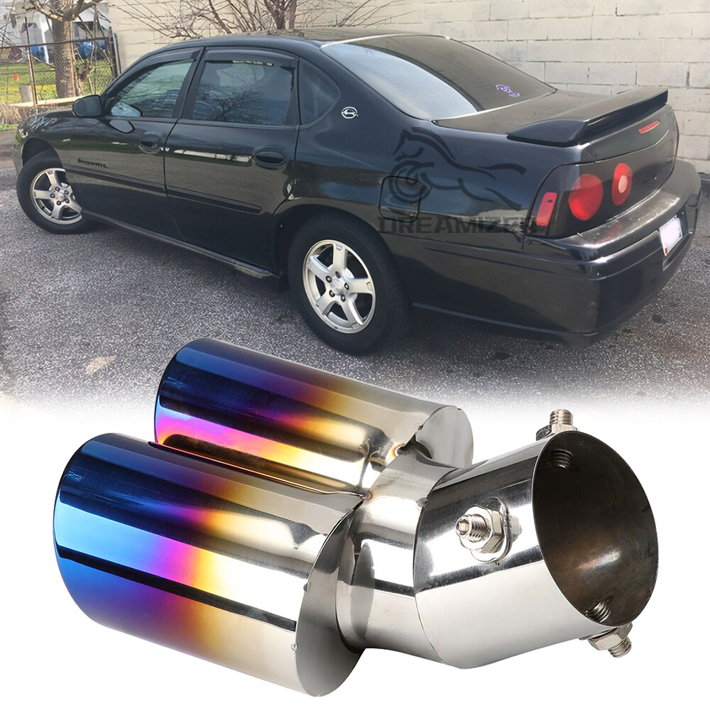Stainless Steel Rear Curved Dual Exhaust Pipe Muffler Tip For Chevy Impala 2004