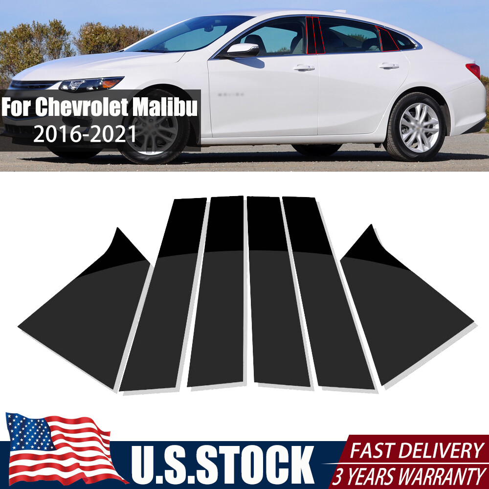 6pc Glossy Black Pillar Posts Door Trim For Chevrolet Malibu 2016-2021 US Stock