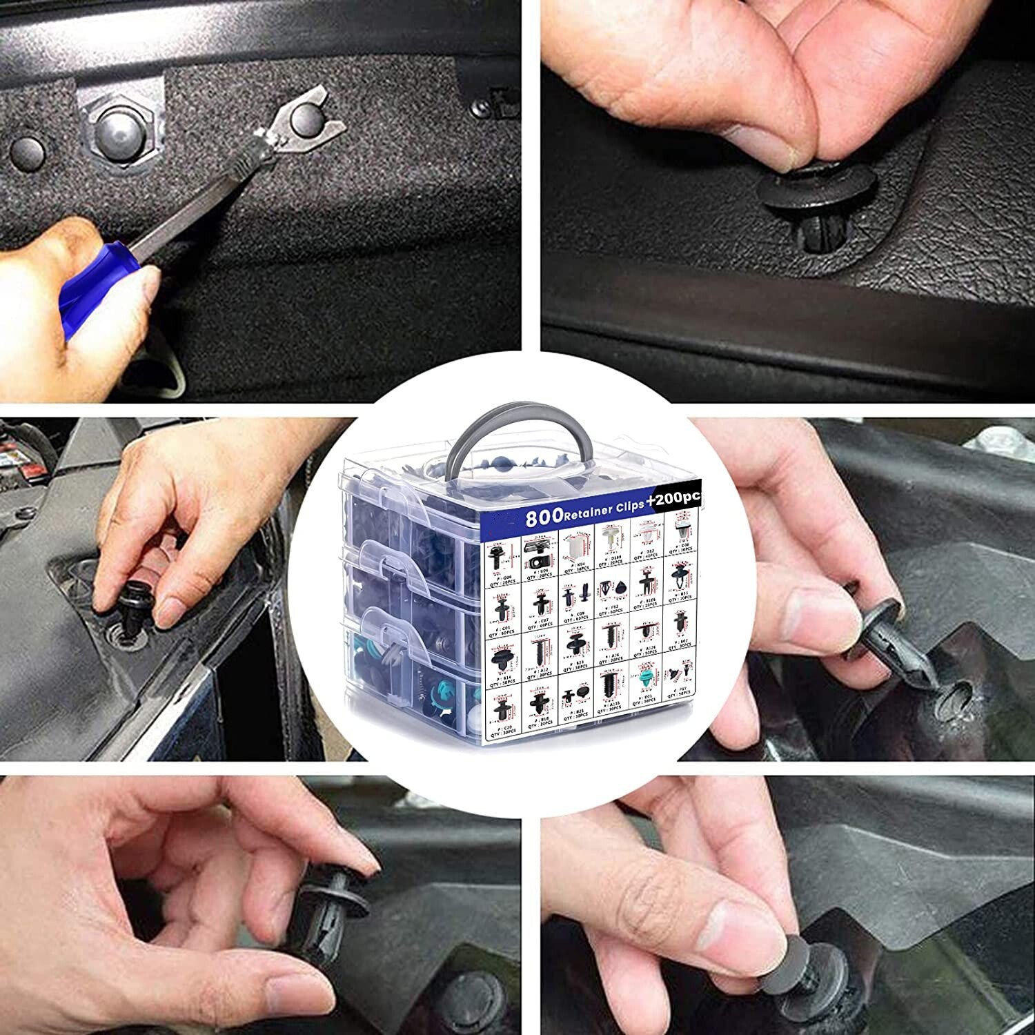 1000 Car Retainer Clips Auto Fasteners Push Trim Clips Pin Rivet Bumper Kits