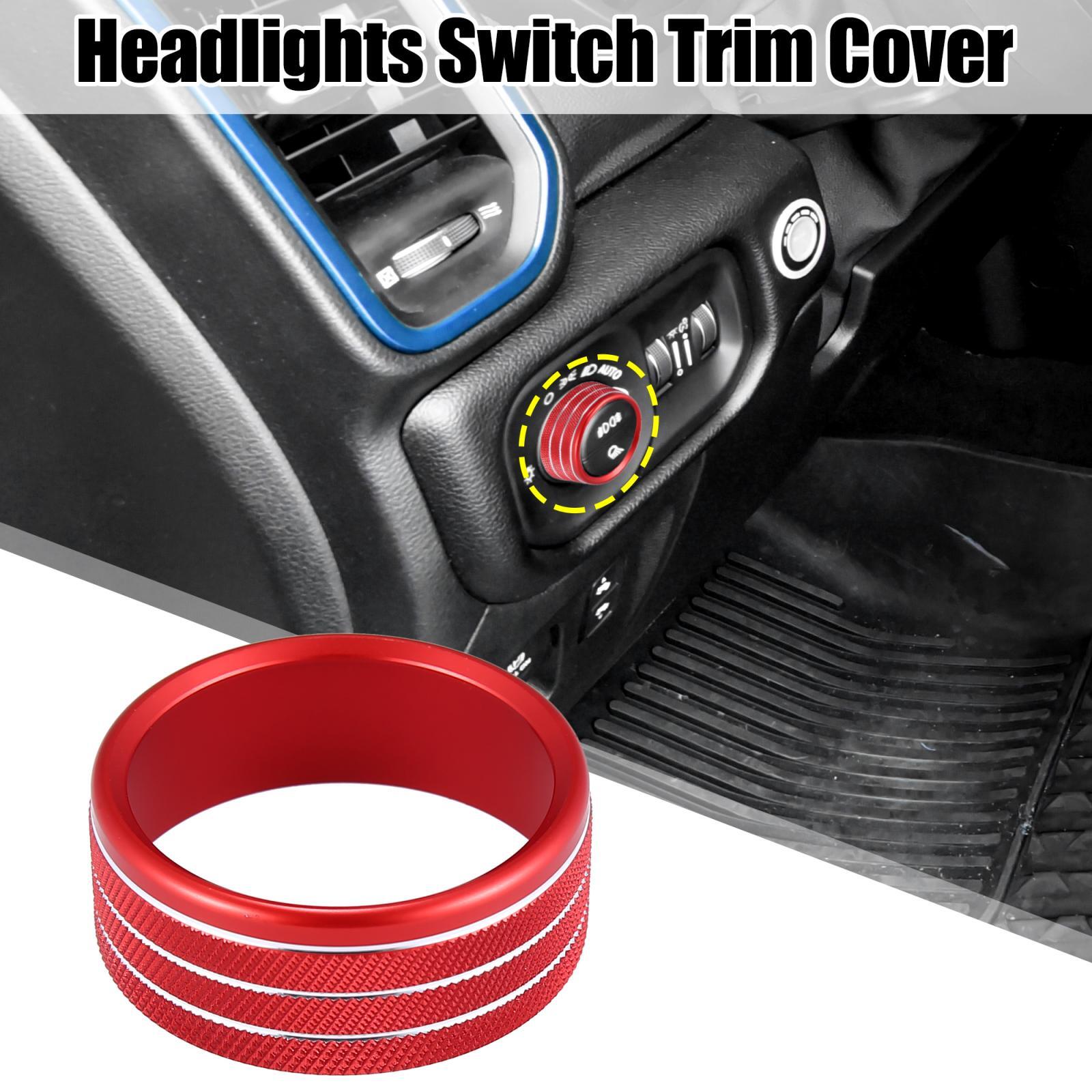 Headlights Switch Button Knob Ring Trim Cover for Dodge for Ram 2018-2021 Red