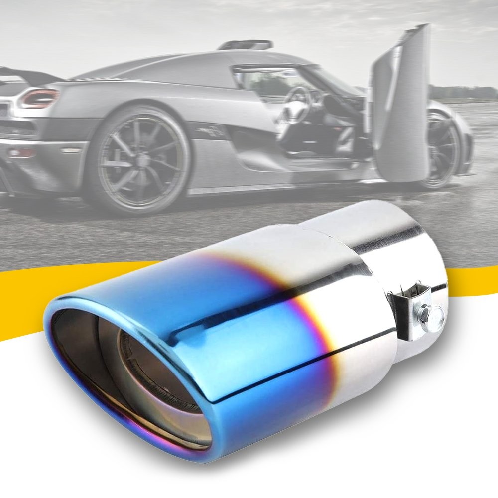 Car Auto Blue Rear Exhaust Pipe Tail Muffler Tip Throat Tailpipe Auto Parts