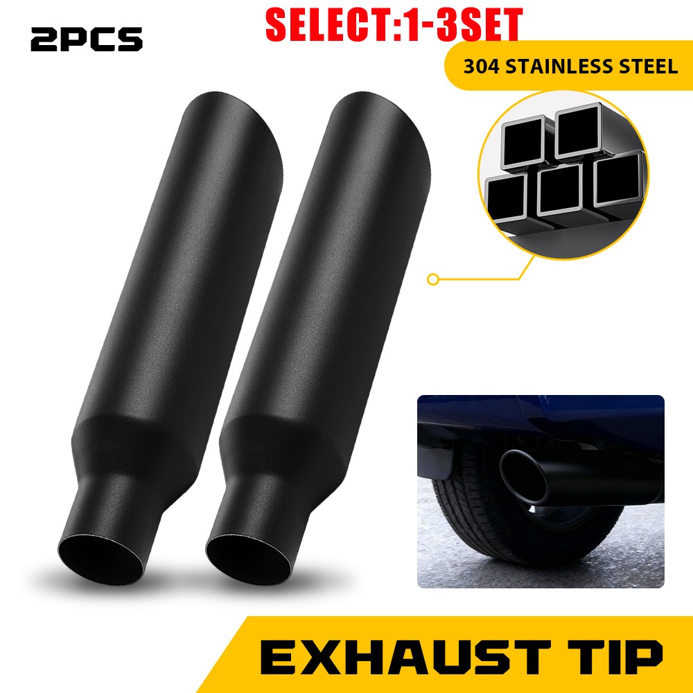 Stainless Steel Black Exhaust Tips 2.5″ Inlet Diameter 4″ Outlet 18″ Long 2-6X