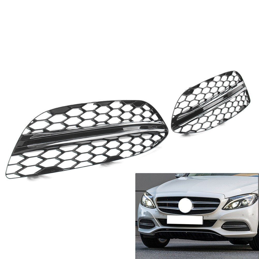 Fog Light Honeycomb Mesh Grilles Cover For Mercedes Benz C Class W205 C300 15-18
