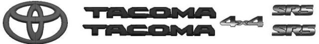 Genuine Toyota 2024 + Tacoma SR5 Matte Black Emblem Overlay Set PT948-35244-02