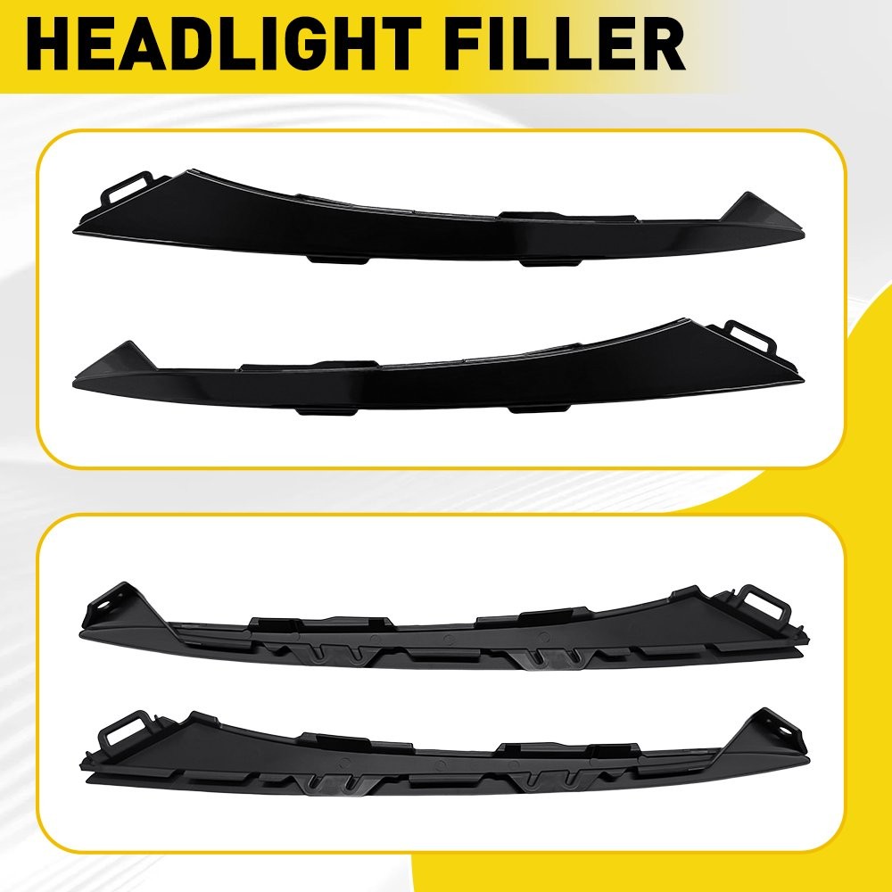 For 2021-2022 Honda Accord Left Right Front Headlight Lower Molding Trim Gloss