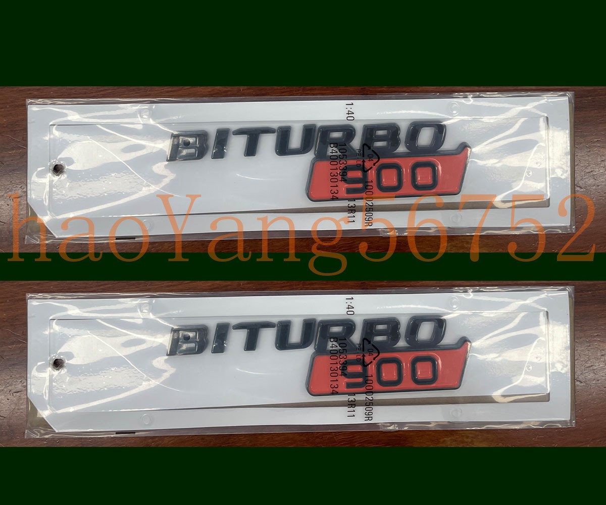 2x BRABUS BITURBO 900 Fender Nameplate Badge Marker Emblem Gloss Black orange