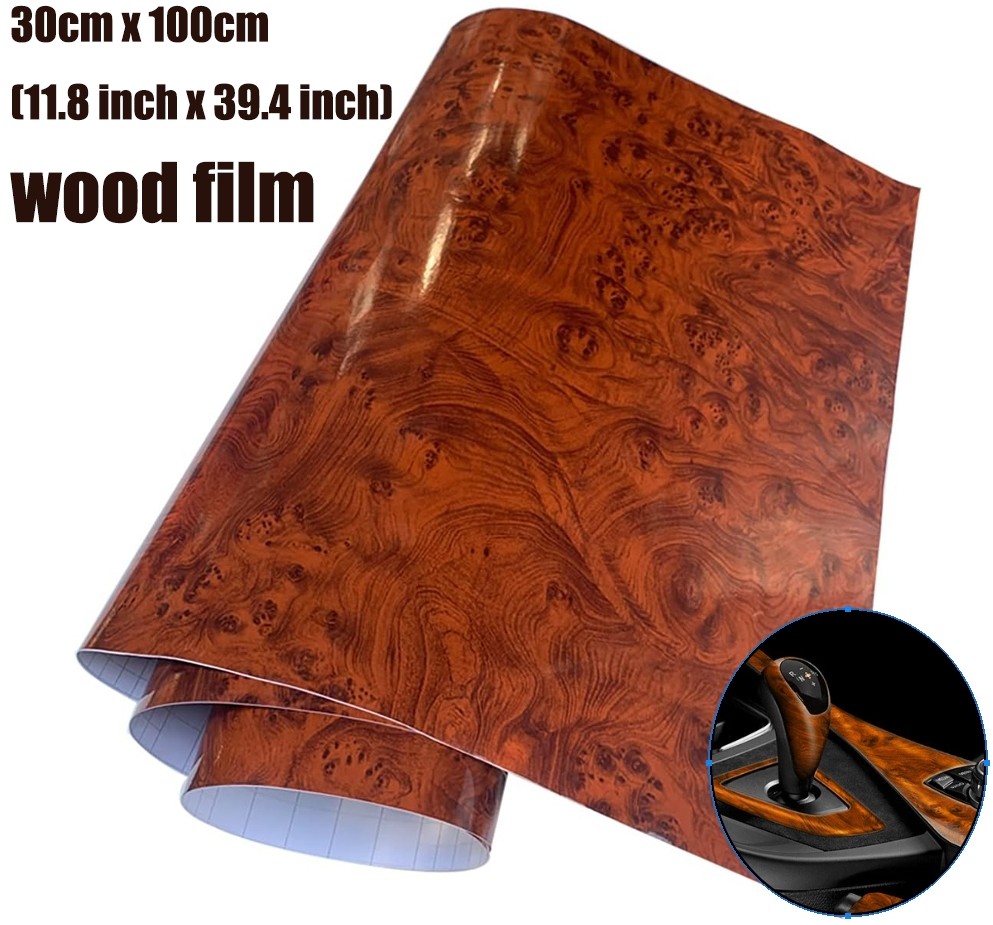 Vinyl Film DIY Car Interior Wood Grain Textured Glossy Wrap Sticker Decal Sheet