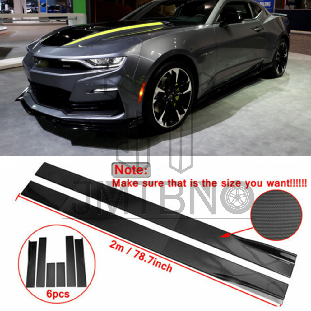78.7″ Carbon Fiber Side Skirt Extension Lip Rocker Panel Splitter For Camaro 1LT