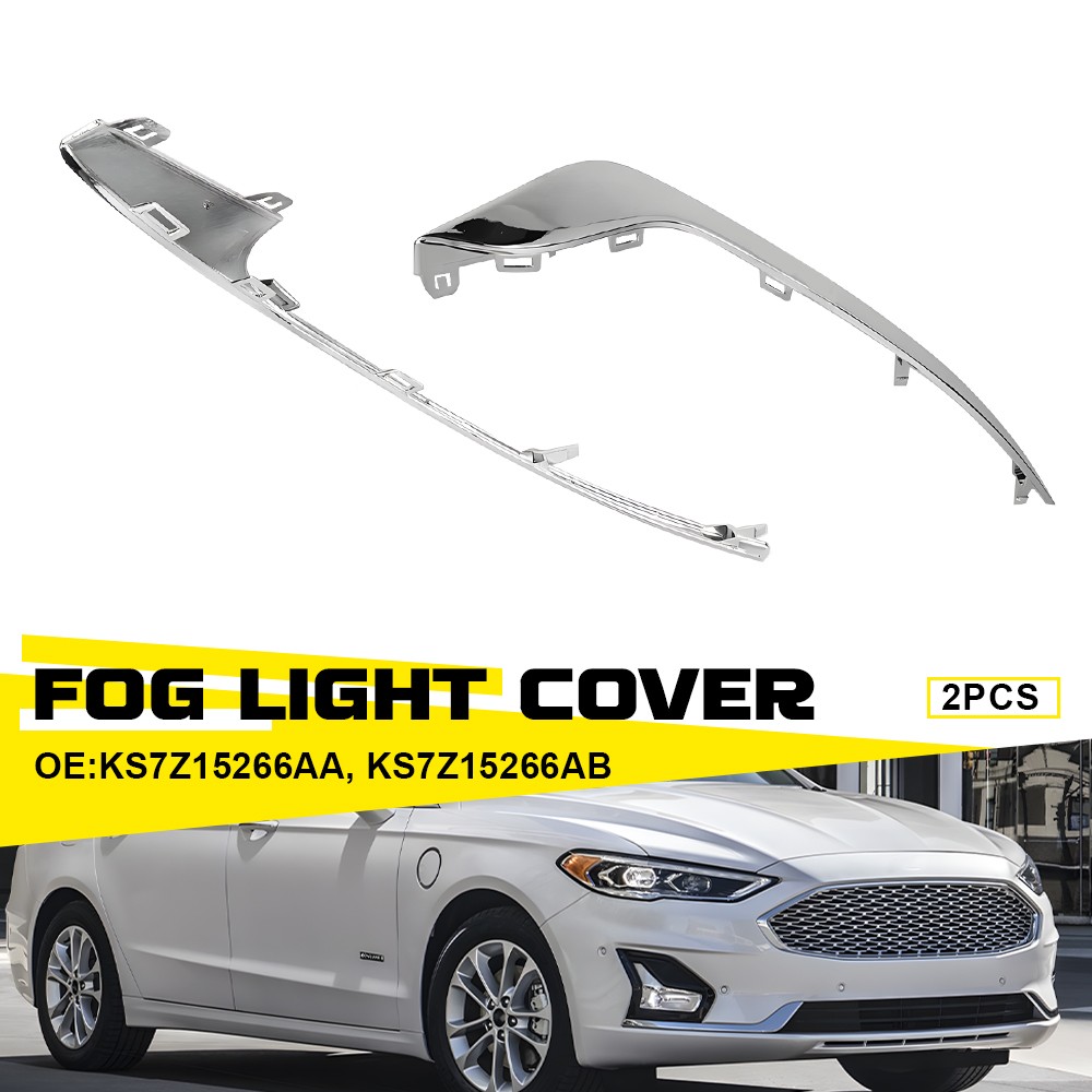 Pair LH RH Front Fog Light Lamp Strip Trim Fit For Ford Fusion 2019 2020 Chrome