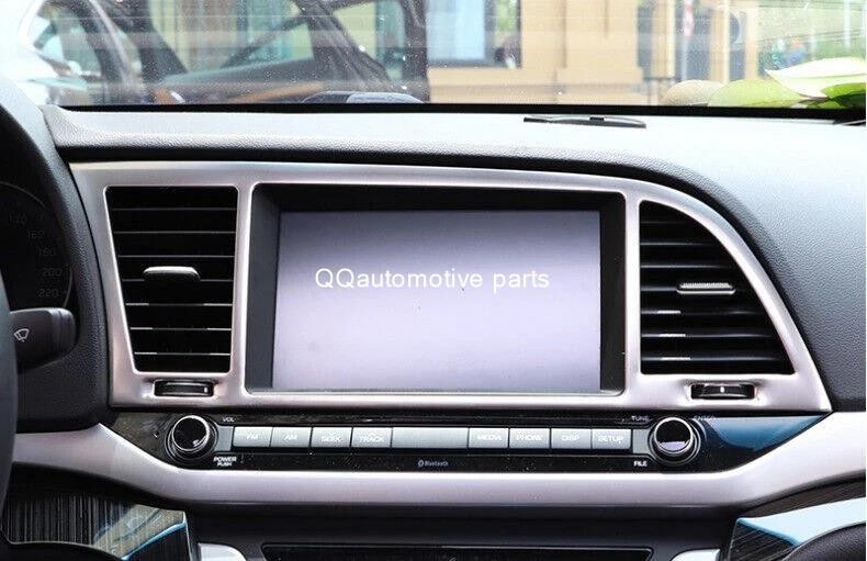 Silver Steel Central Console Navigation Panel Trim For Hyundai Elantra 2016-2018