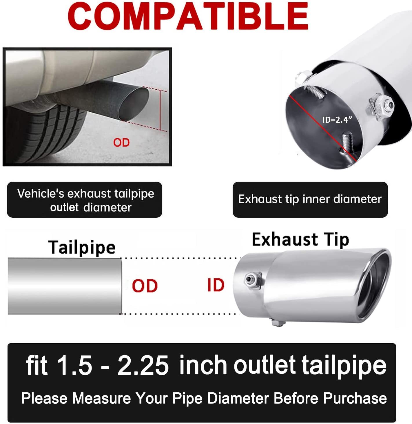 Car Exhaust Pipe Tip Rear Tail Throat Muffler Stainless Steel For Nissan Versa S