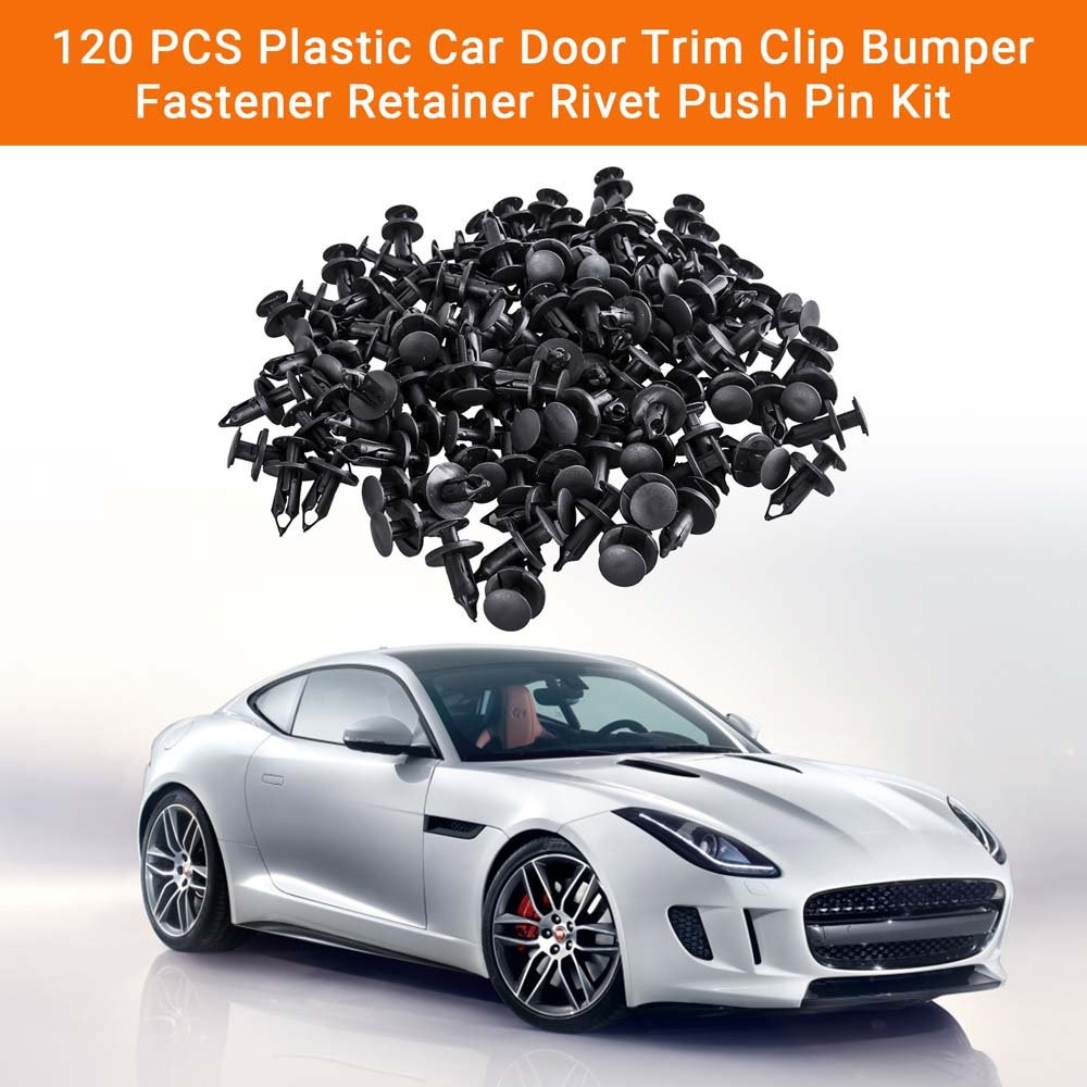 120PCS Bumper Clips 8mm Plastic Rivet Fastener Mud Flaps Fender Push Universal