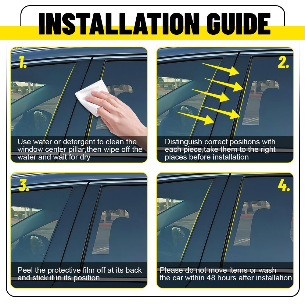 For 2016-2020 Cadillac CT6 Glossy Black Pillar Post Trim Covers 6PCs