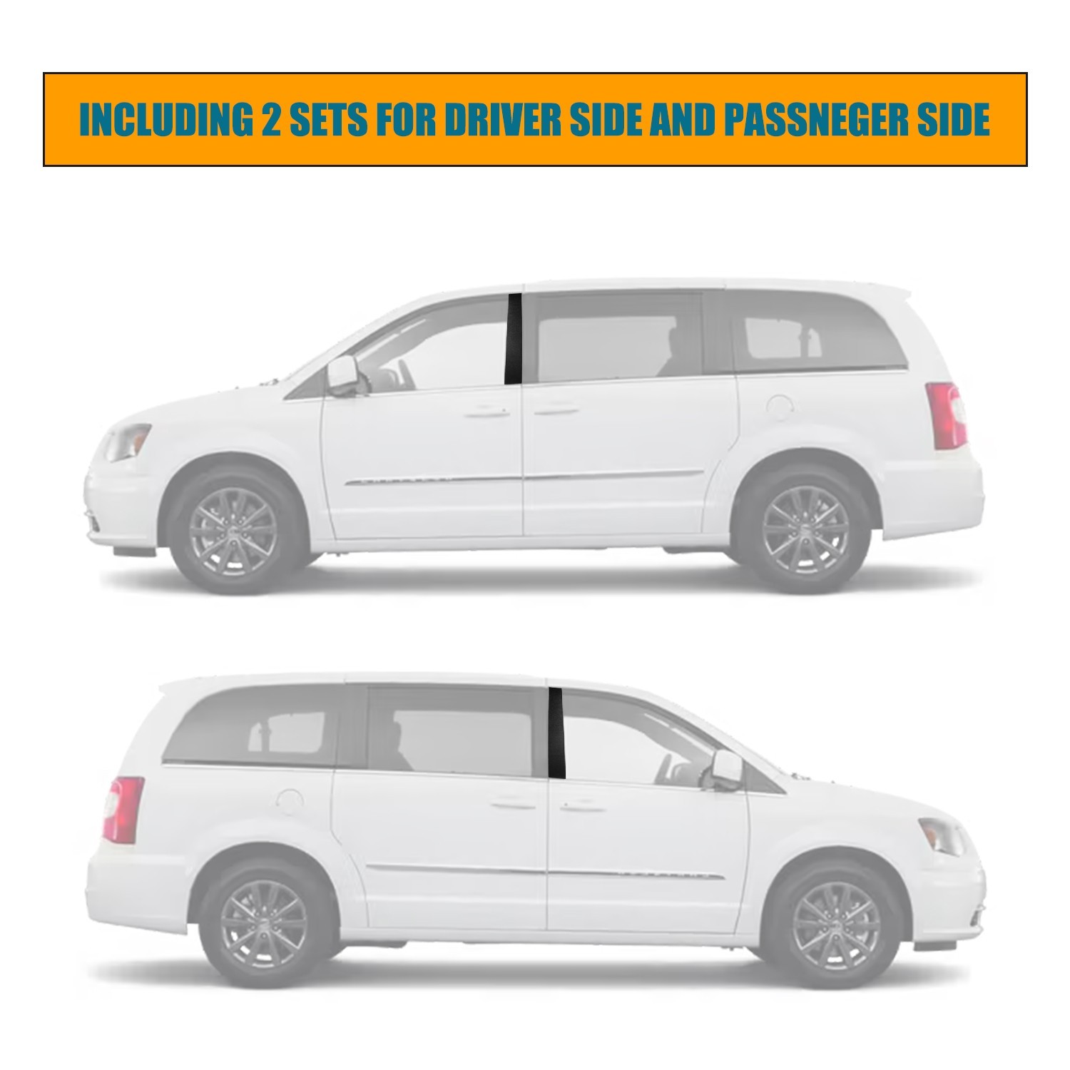 B Pillar Door Molding For 2008-2020 Chrysler Town Country Dodge Grand Caravan