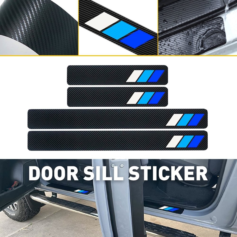 Fits For Toyota 4PCS Car Sill Door Plate Protector Scuff Entry Guard Blue Cover