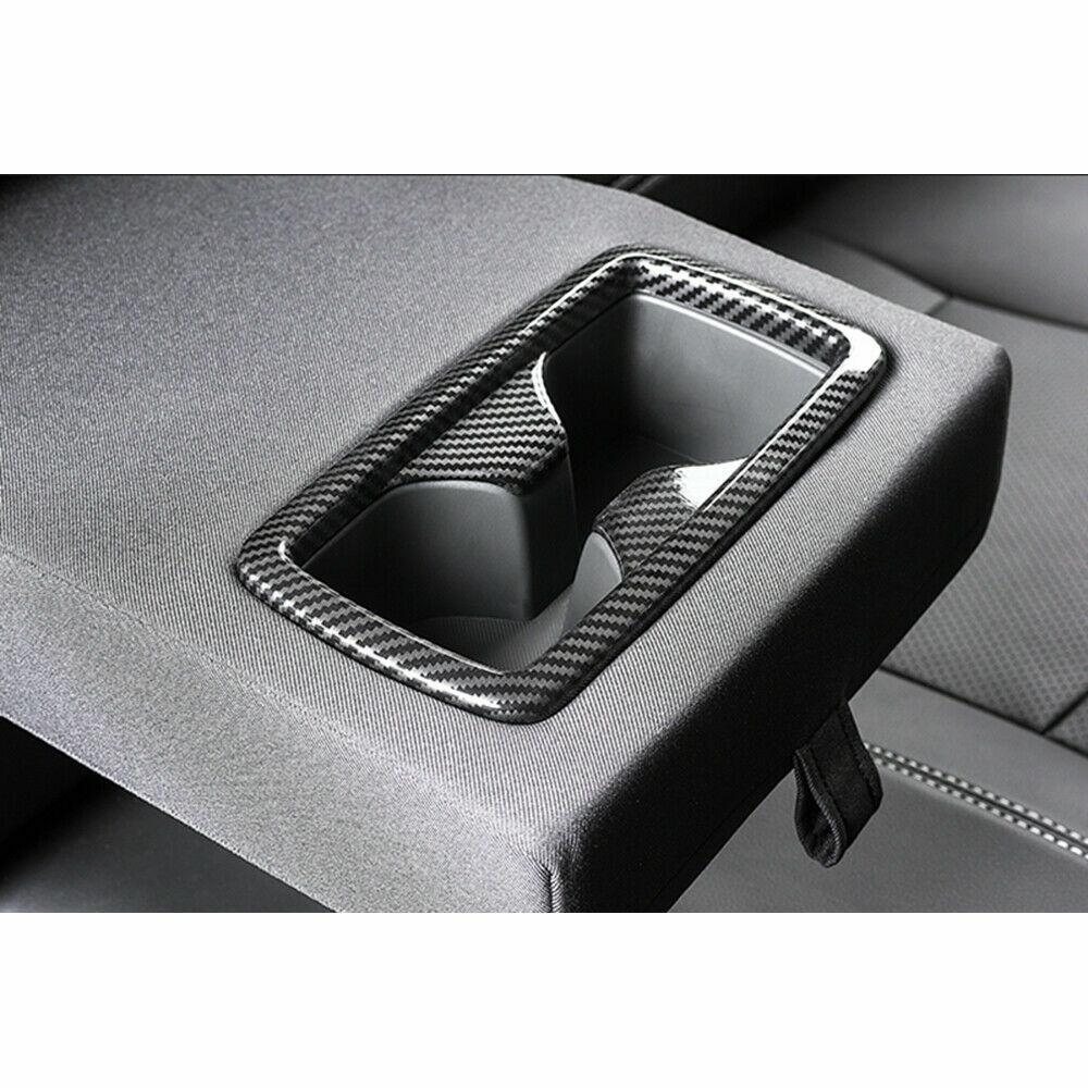 Carbon Fiber Look Rear Water Cup Holder Cover Trim For Toyota RAV4 2019-2021