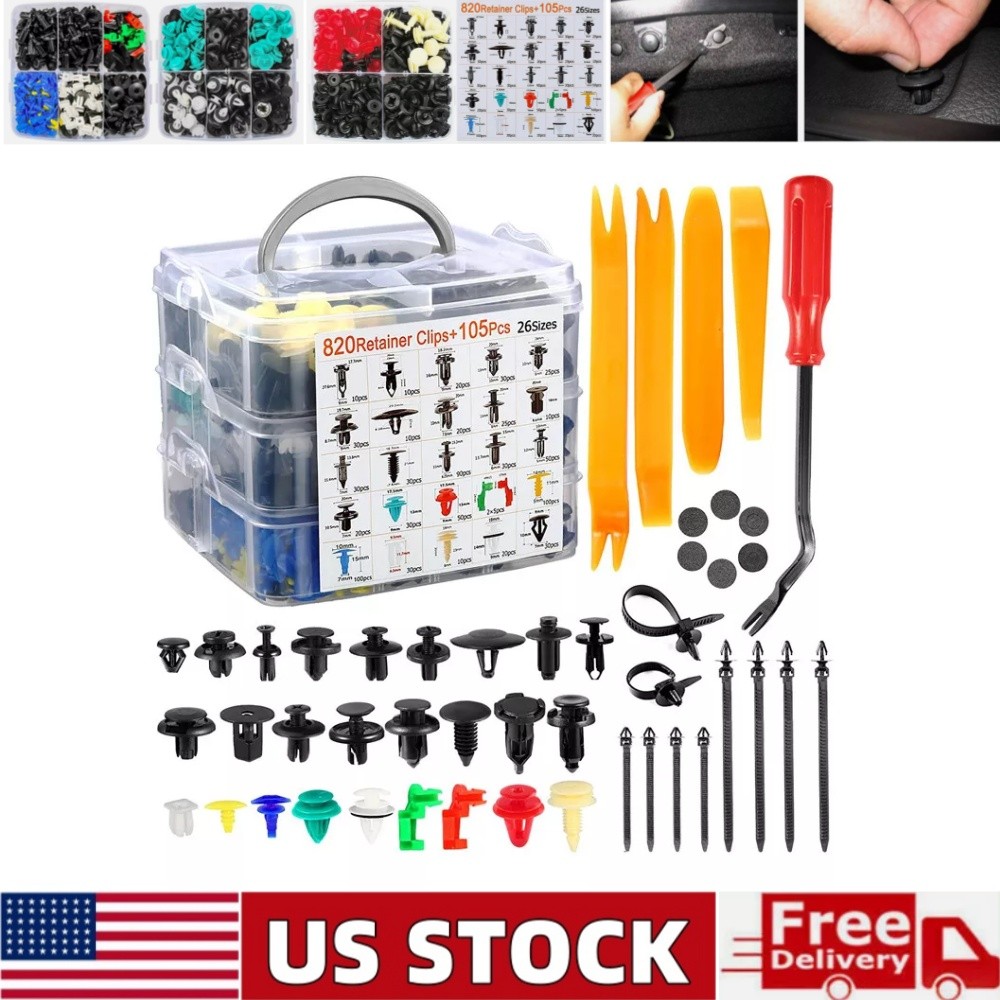 925Pcs Car Push Retainer Clips & Door Panel Trim Clamp Kit Car Fender Rivets Kit