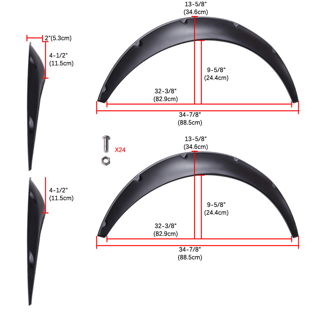 4x 4.5″ For Ford Explorer Flex Fender Flares Extra Wide Body Kit Wheel Arches
