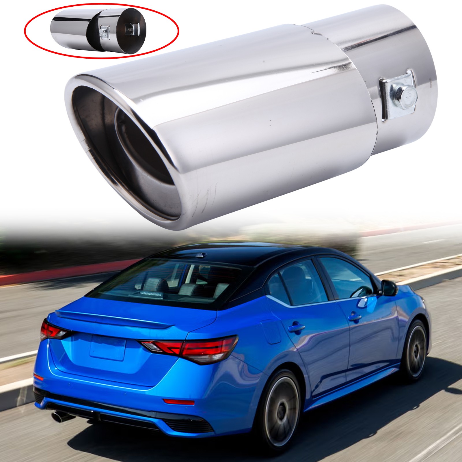 Car Rear Exhaust Pipe Tail Muffler Tip Chrome Stainless Steel For Nissan Sentra