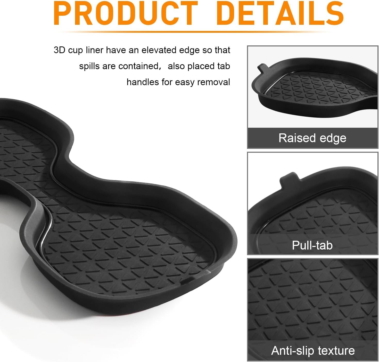 3D Cup Holder Center Console Pad Interior Trim Kit (2-Piece Set, Black Trim)