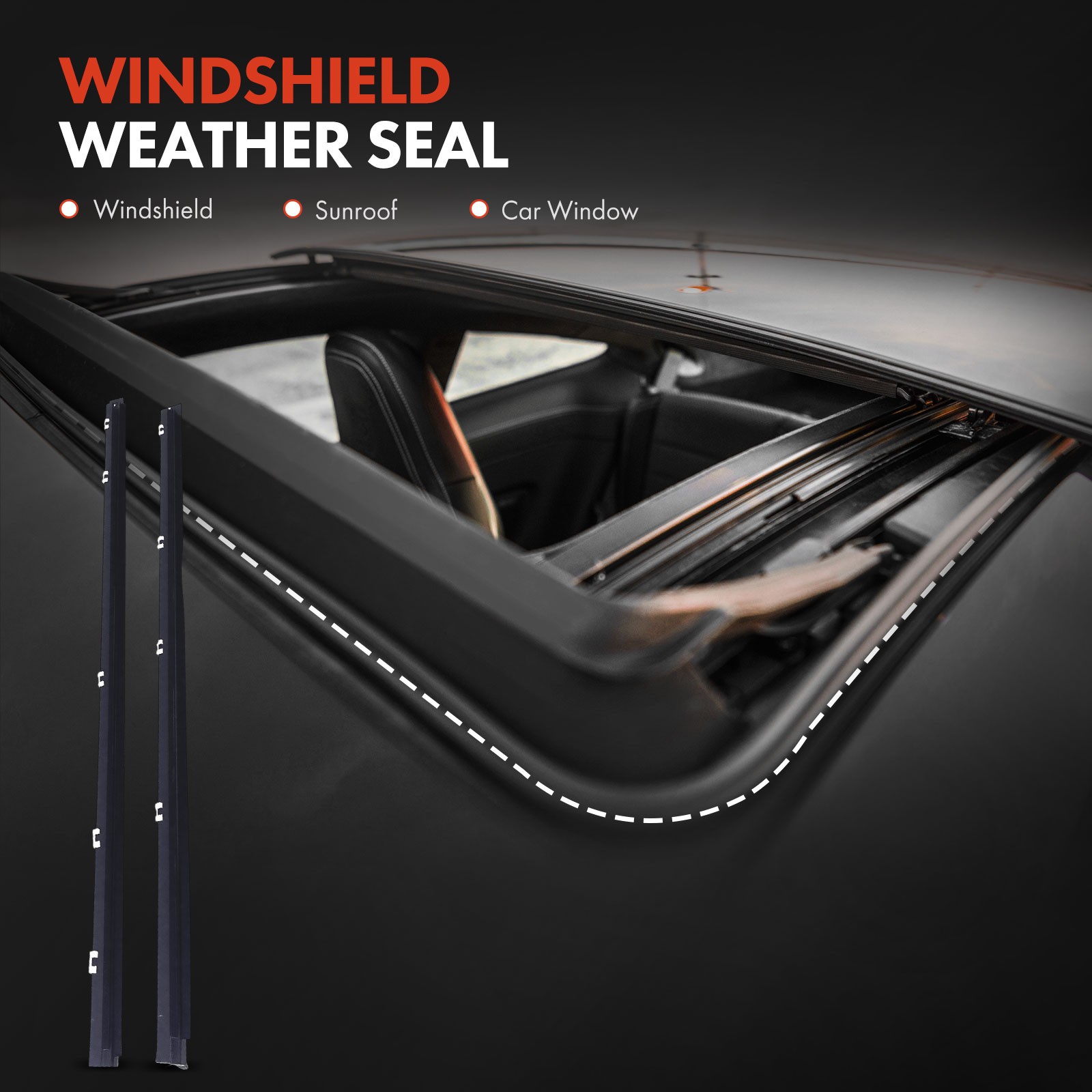 2pcs Front Outer Door Window Belt Weatherstrip Seal for Toyota Tundra Standard