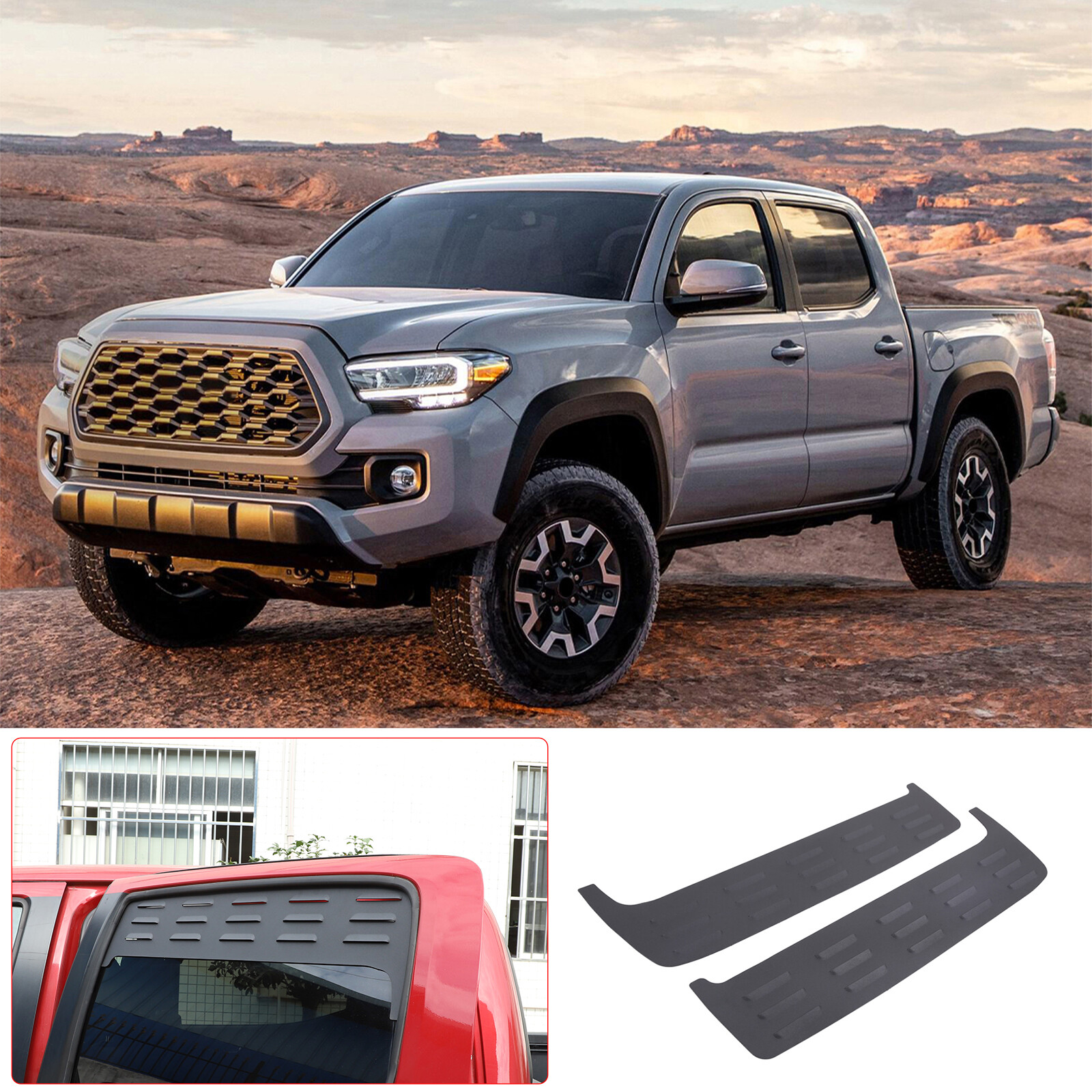 Black Aluminium Alloy Door Window Air Vents Screens For Toyota Tacoma 16-23 US