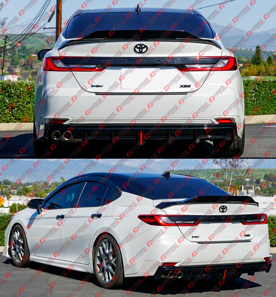 For 2025-26 Toyota Camry SE XSE CTM Gloss Black LED Rear Diffuser + Exhaust Tips