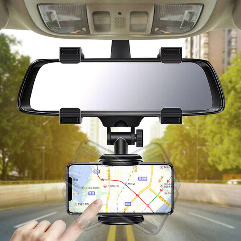 360° Car Rear View Mirror Mount Holder Stand for Apple iPhone Android Phone