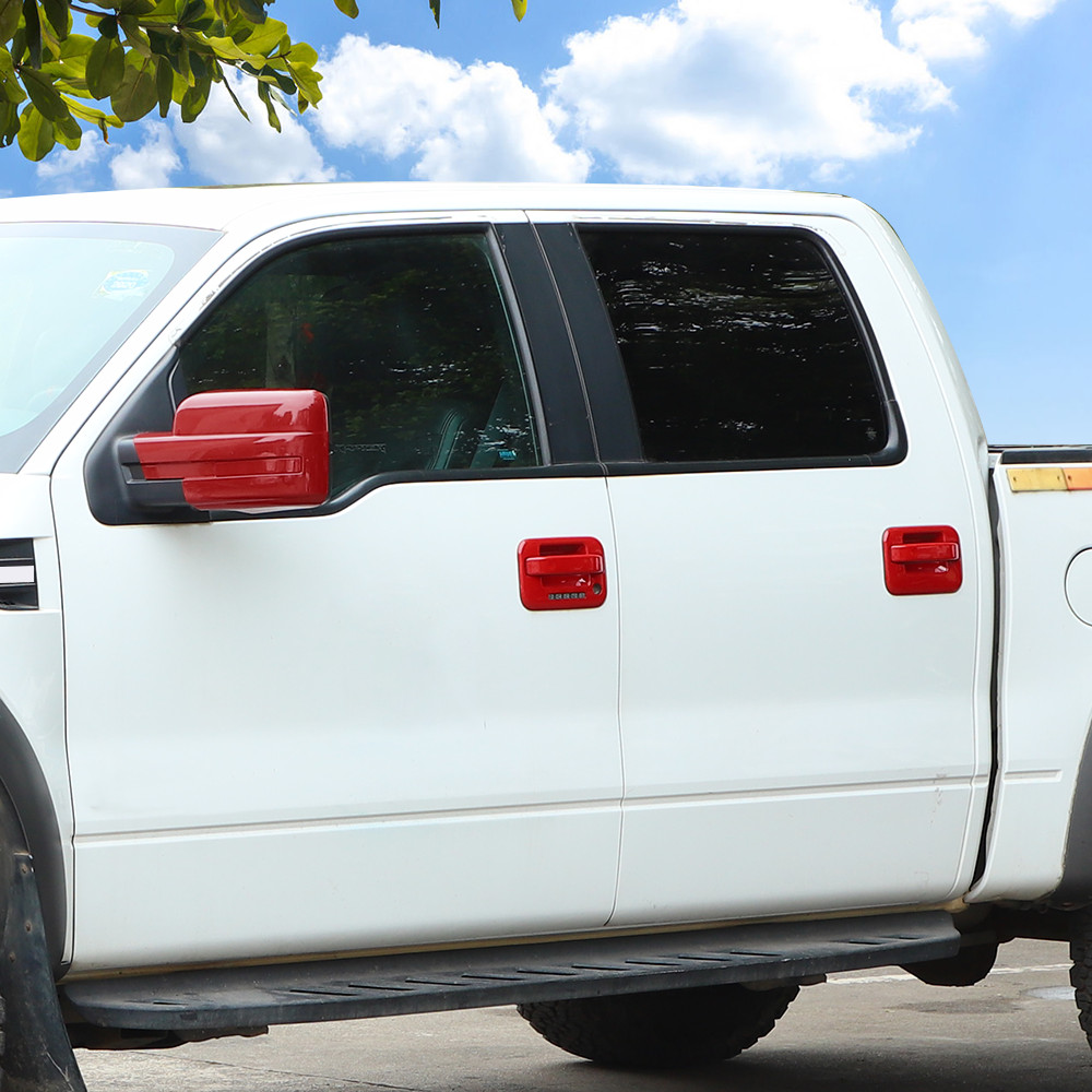 Sides Mirror Door Handle Tailgate Cap Cover Trim Kit For Ford F150 09-14 Red ABS