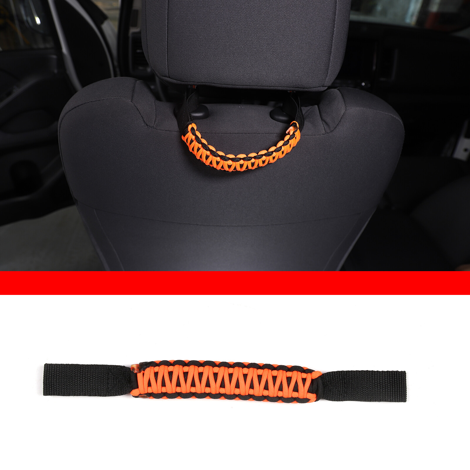 Black&Orange RearSeat Headrest Puller Trim Cord For Nissan Frontier 2022
