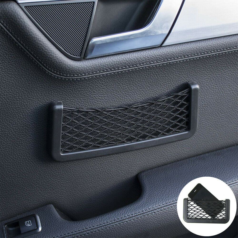2PC Black Car Interior Body Edge Elastic Net Storage Phone Holder Auto US Stock