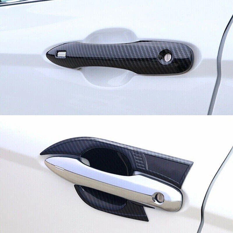 Carbon Fiber Exterior Door Handle Bowl Cover Trim 4Pcs For Toyota Camry 2018-24