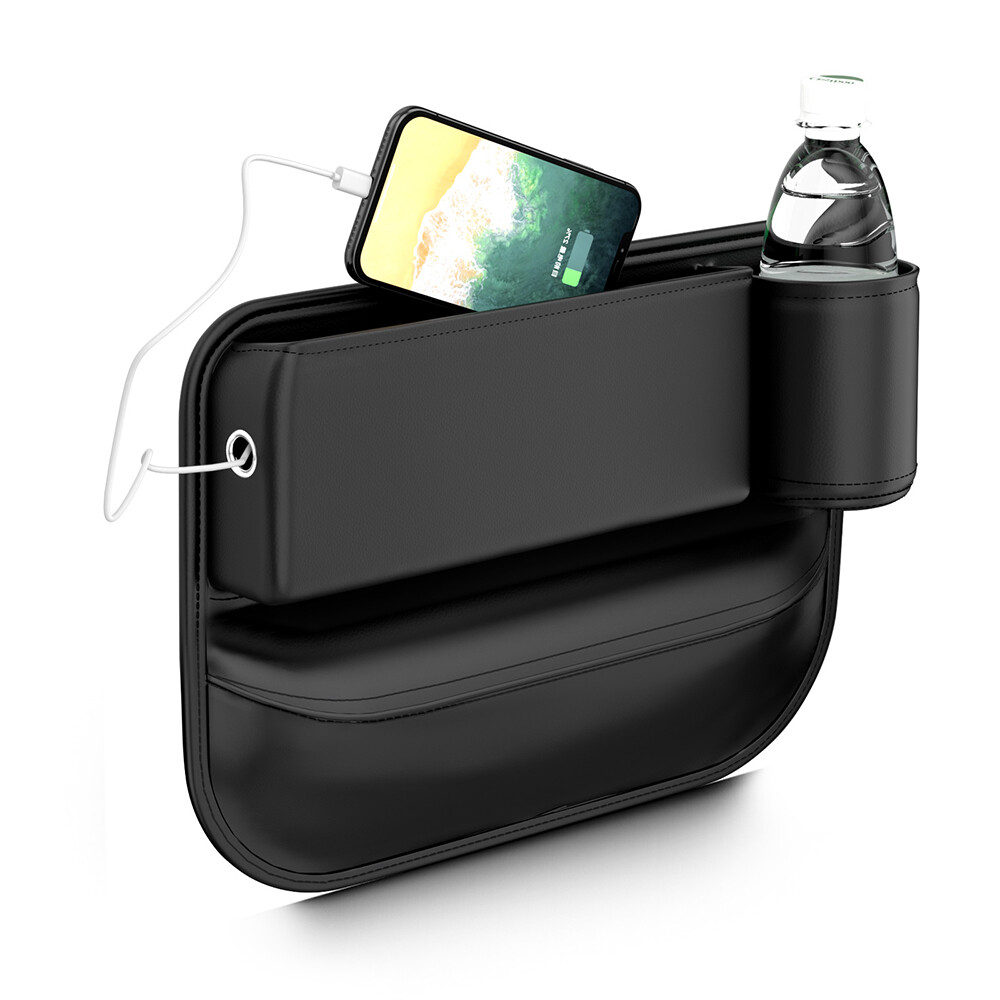 For Honda Car Seat Gap Filler Box Organizer Leather Storage Bag With Cup Holder
