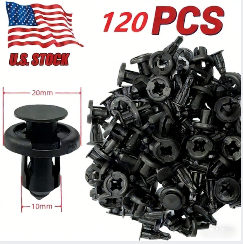 120x 10mm Clip Bumper Rivets Retainer Fastener Hood Fender For Honda Acura Auto