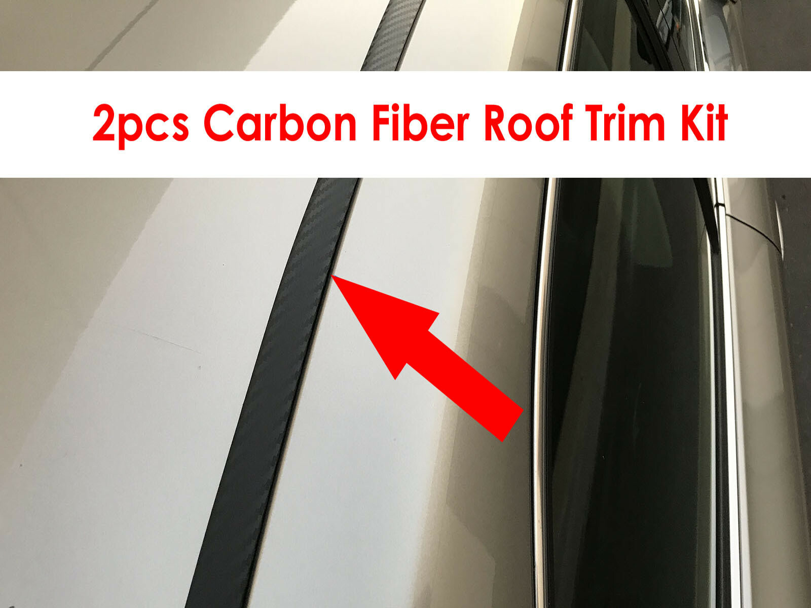 For FORD 2006-2018 vehicles 2pcs Flexible CARBON FIBER ROOF TRIM Molding Kit