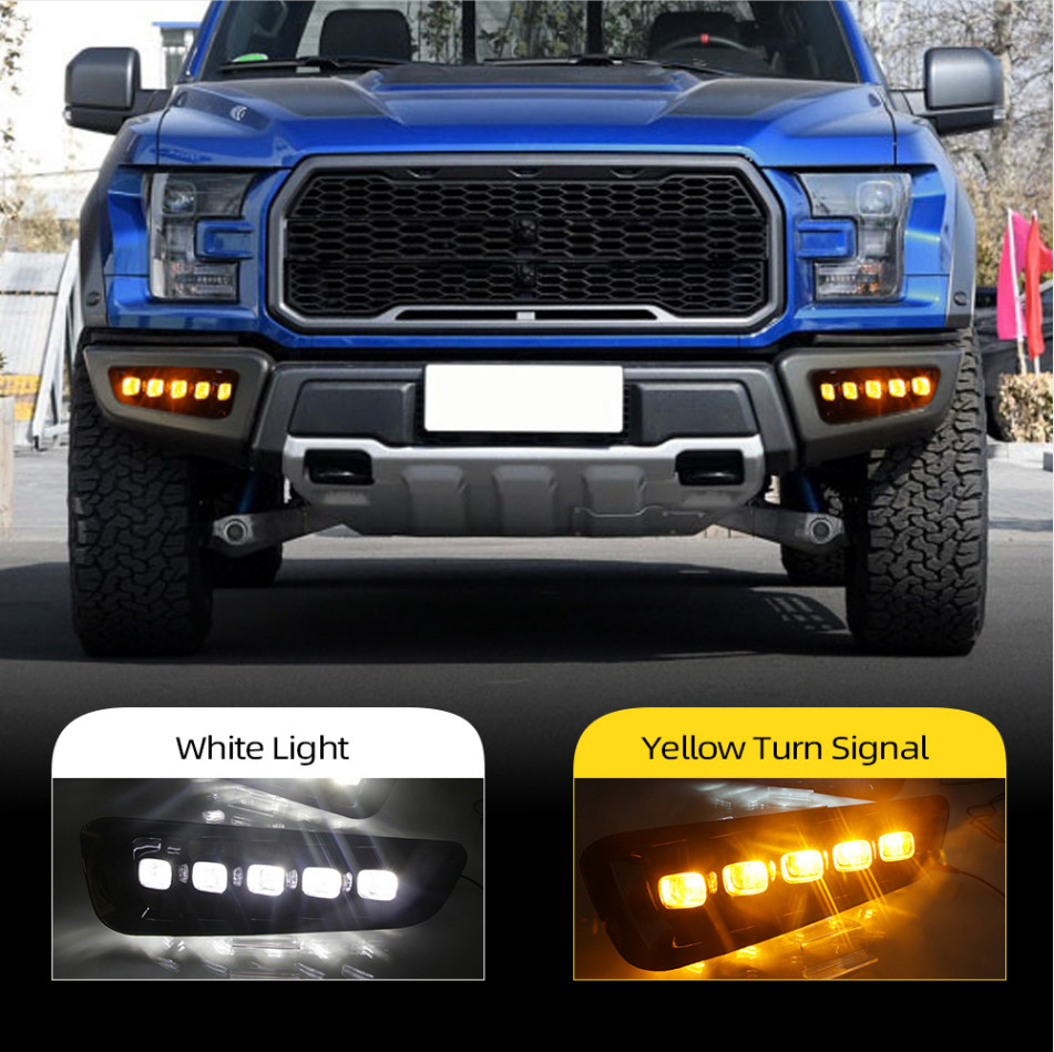 For Ford F-150 F150 Raptor 17-2020 Raptor Bumper LED DRL w/Turn Signal Fog Light