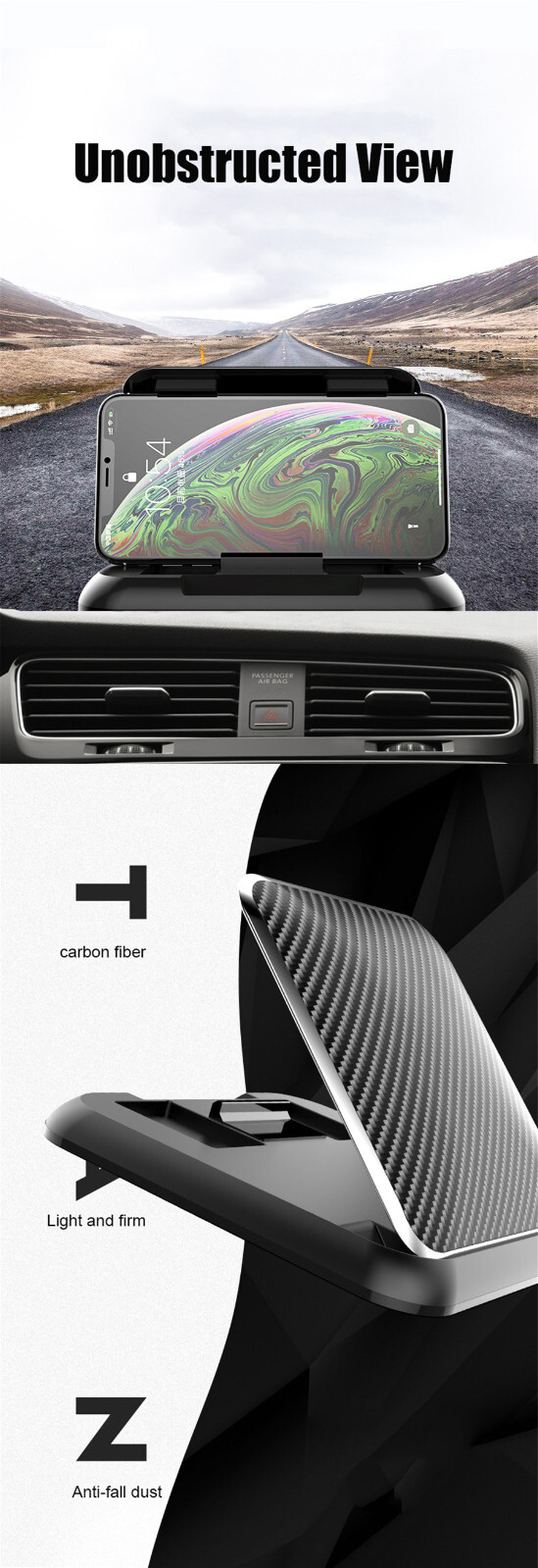Car Center Console Phone Holder Dash Mounts Bracket Clip For Mobile Phone GPS