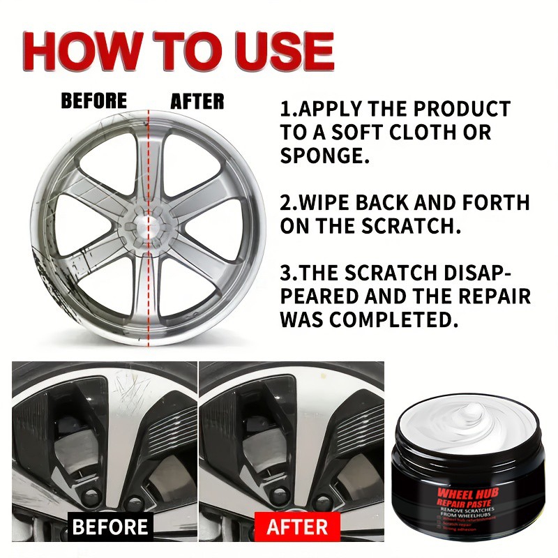 Car Wheel Rim Scratch Paste, Tire Paint Repair Paste – Black And White Silver