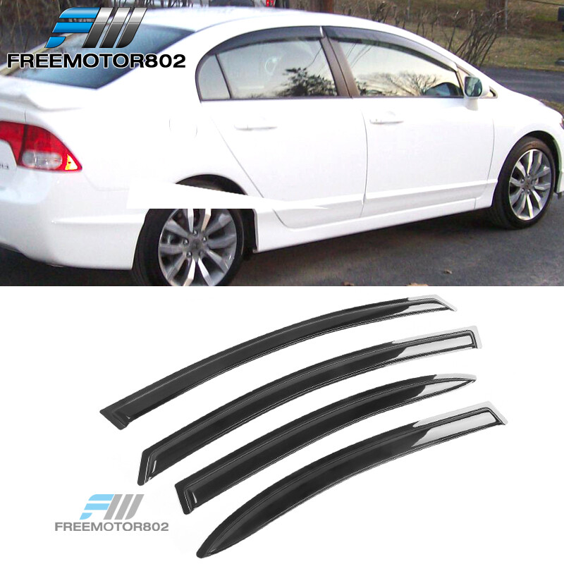 Fits 06-11 Honda Civic Sedan Slim Style Window Visors Rain Sun Guard Deflector