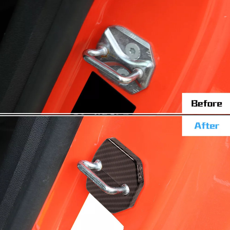 For 2015-2025 Ford Mustang Carbon Car Door Lock Striker Buckle Cover Decor Trim