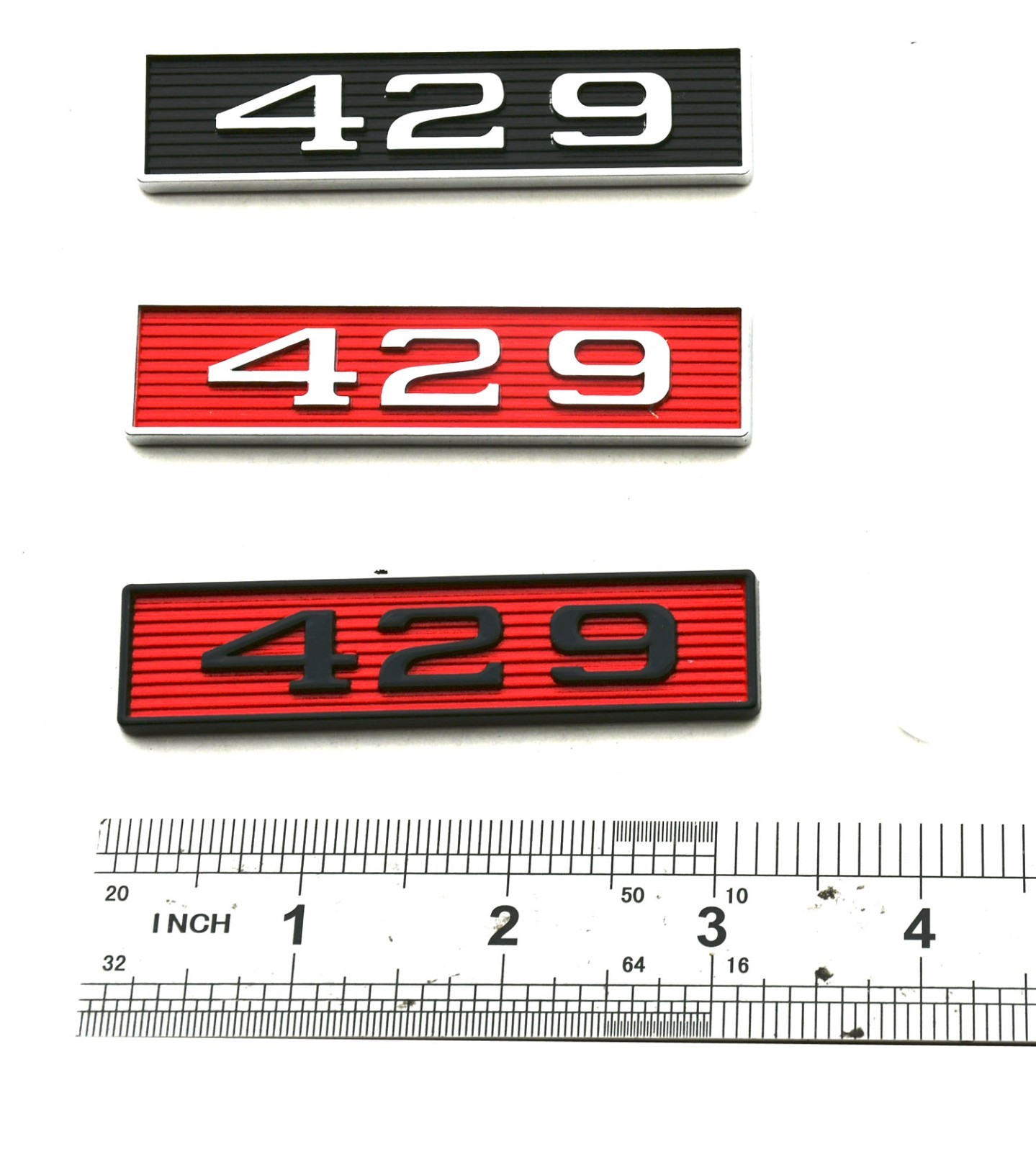 2Pcs 429 Emblems 429ci Block 7.0L Engine Hood Scoop 3D Badge Car Decal Black Red