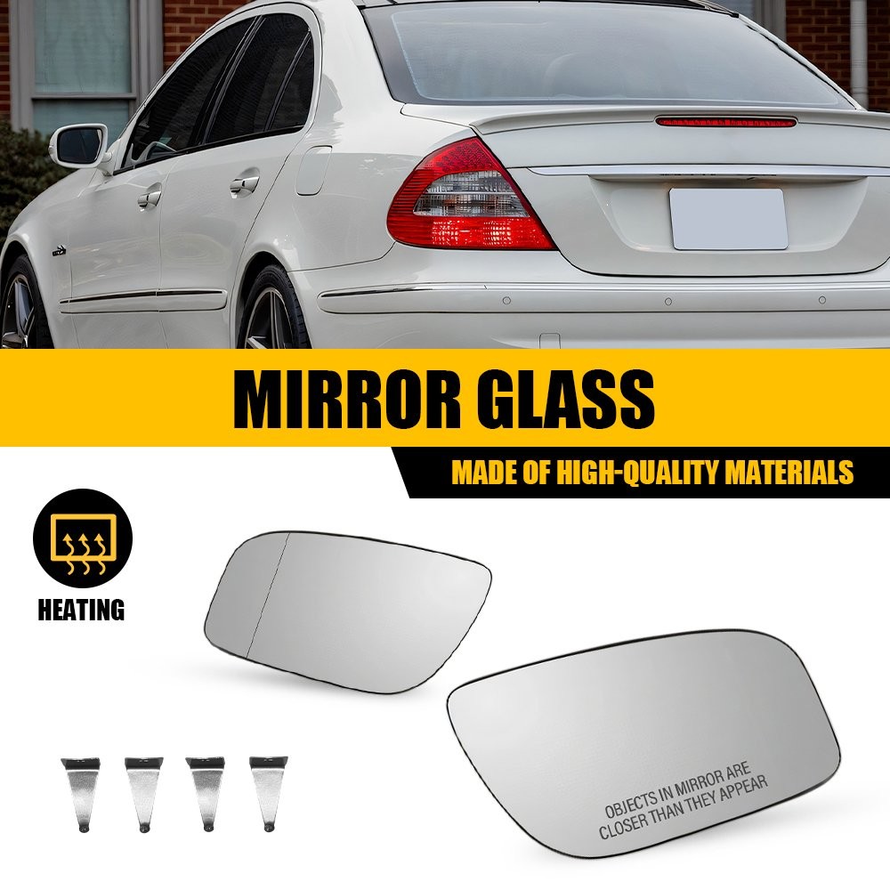 2x Driver+Passenger Heated Mirror Glass Clear Fit Mercedes-Benz E320 E350 E550