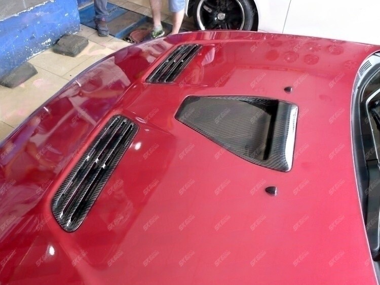 Carbon Fiber/Glossy Black Hood Air Vent Intake Fit 2008-15 Mitsubishi Evolution