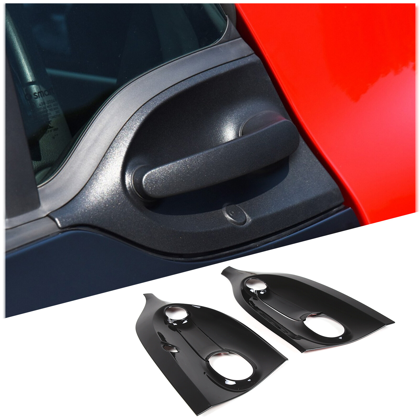 Gloss Black Door Handle Trim Cover Fits Smart Fortwo 453 2016 Onwards