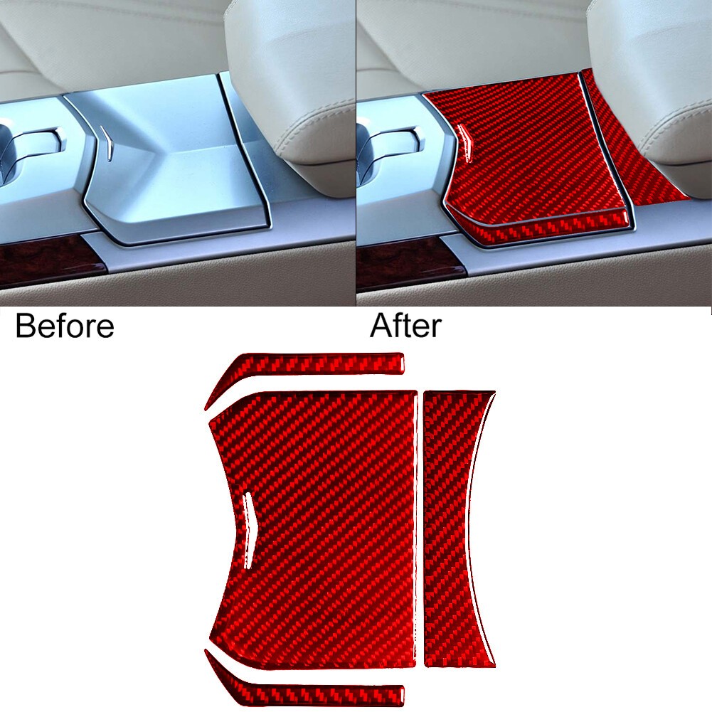 For Cadillac CTS 2008-13 Real Red Carbon Fiber Storage Box Cover Interior Trim