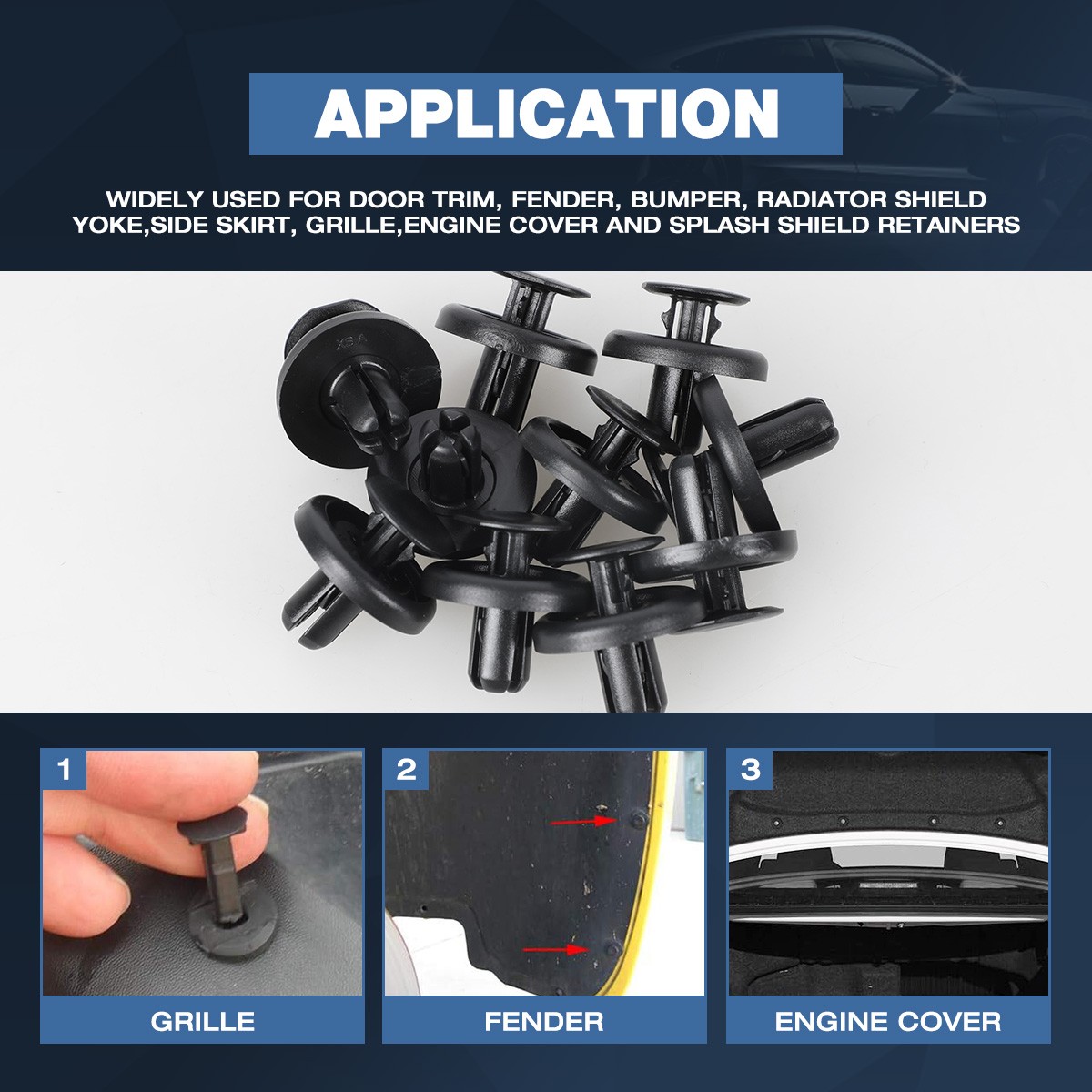 For Toyota Lexus 100pcs Fender Liner Push Retainer Clip Fastener 90467-07215