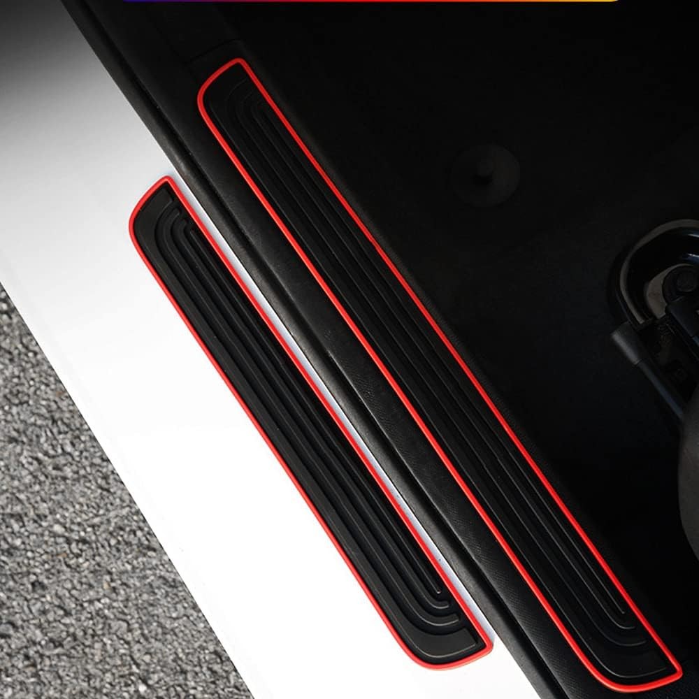 4PCS Red Border Rubber For Audi Car Sedan Door Scuff Sill Cover Panel Protector