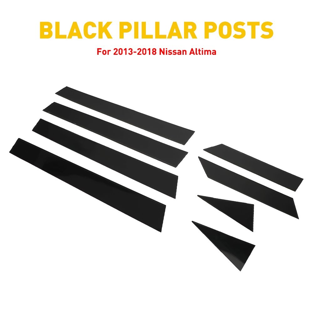 8X Black Window Posts Pillar Trim Door Fit Cover 2013-2018 Nissan NEW Altima