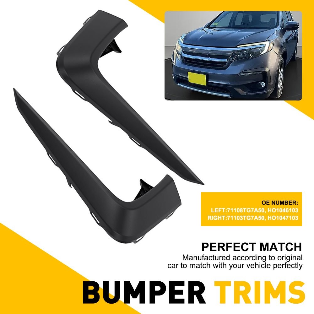Front Upper Lower Bumper Guard Trim Kit Black Chrome For Honda Pilot 2019-2022