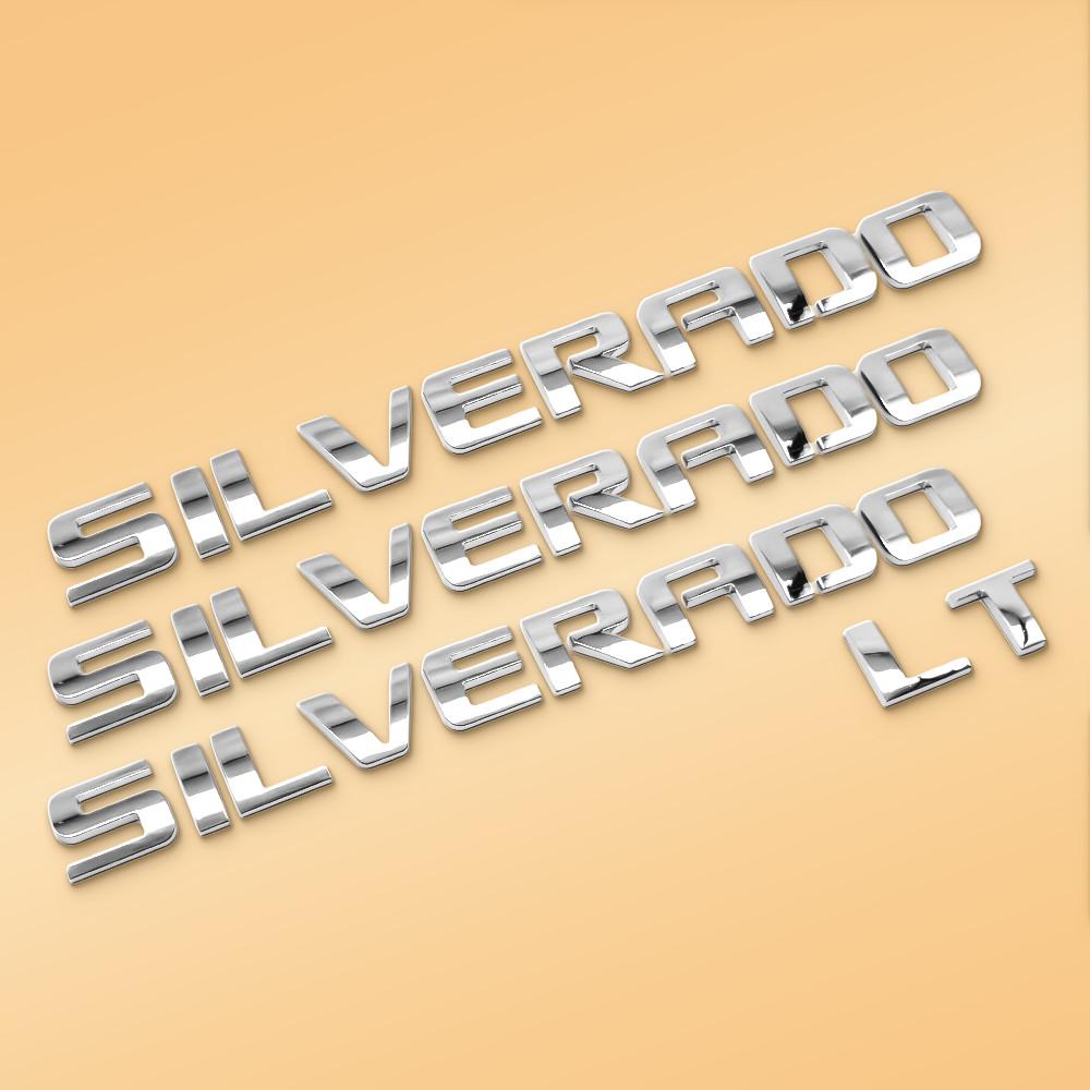 Tailgate + Door Raised Letter For Silverado 1500 LT Badge Set Of 4 Emblem Chrome